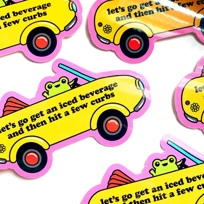 "Bad Driver" Sticker Frog Iced Beverage Hit The Curb Vinyl (Krystan Saint Cat)