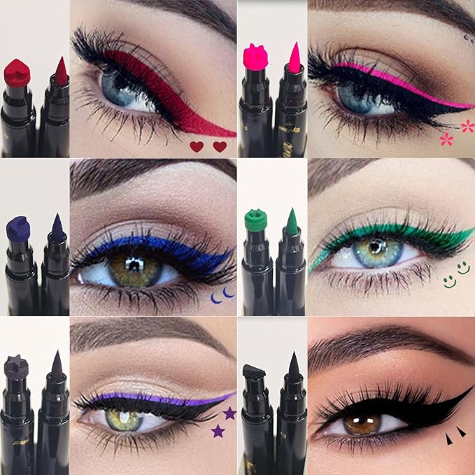 Dual-Ended Colored Eyeliner Stamp Pen – Waterproof, Smudge-Proof Long-Lasting Liquid Eyeliner