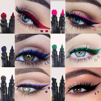Dual-Ended Colored Eyeliner Stamp Pen – Waterproof, Smudge-Proof Long-Lasting Liquid Eyeliner