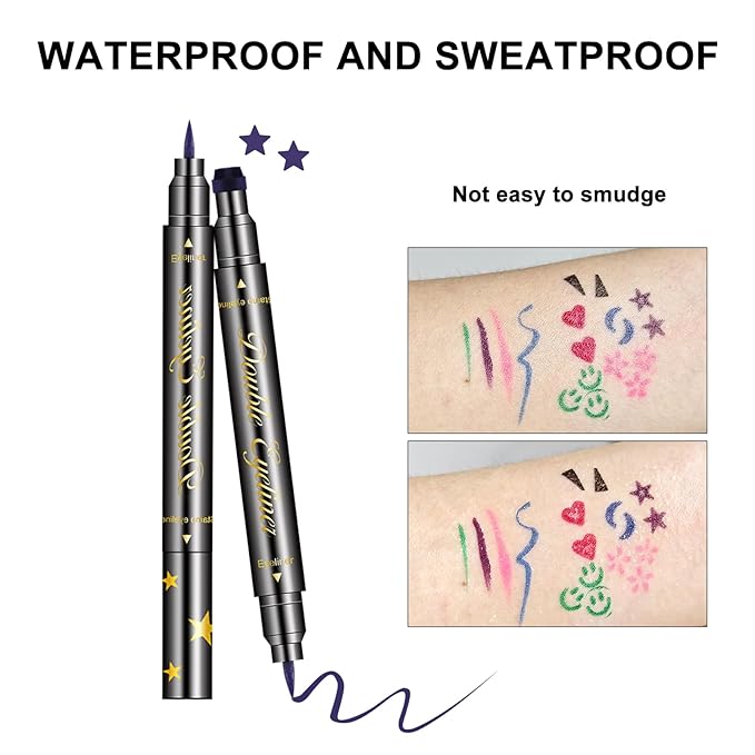 Dual-Ended Colored Eyeliner Stamp Pen – Waterproof, Smudge-Proof Long-Lasting Liquid Eyeliner