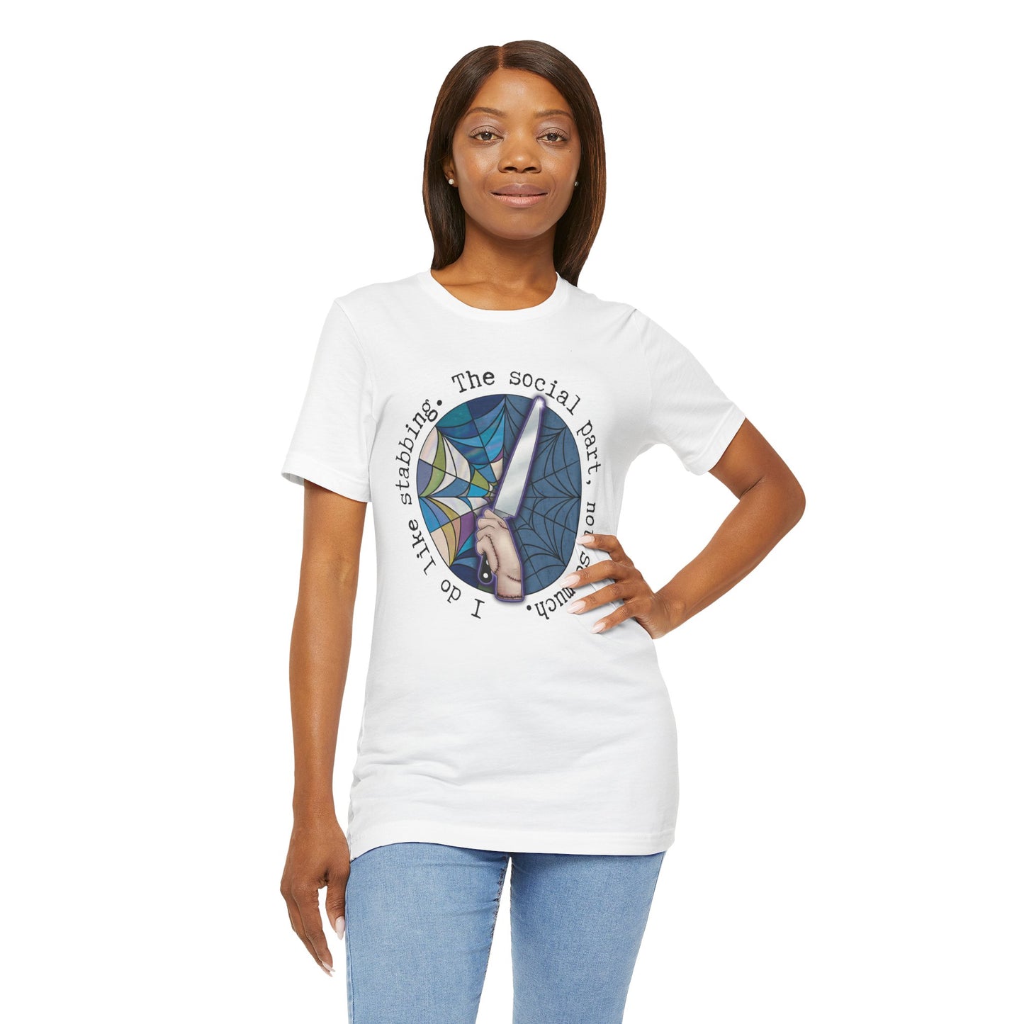Wednesday Stabbing Thing Knife - Ophelia Hall Window Nevermore Addams Family Shirt -- Gothic Unisex Tee -