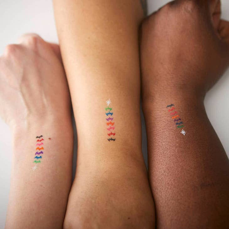 Rainbow Bat Stamps and Eye Liner Makeup (Ashley Hay Design)