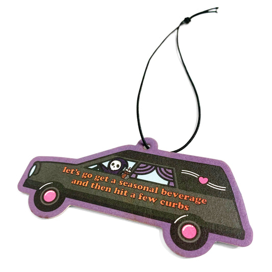 Grim Reaper Coffee "Hit Curbs" Pumpkin Spice Air Freshener (Krystan Saint Cat)