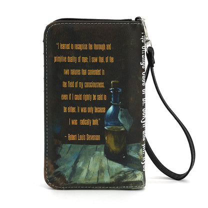 Dr Jekyll and Mr Hyde Book Wallet, Gothic Literary Wallet with Wristlet, Dark Academia Book Style Wallet