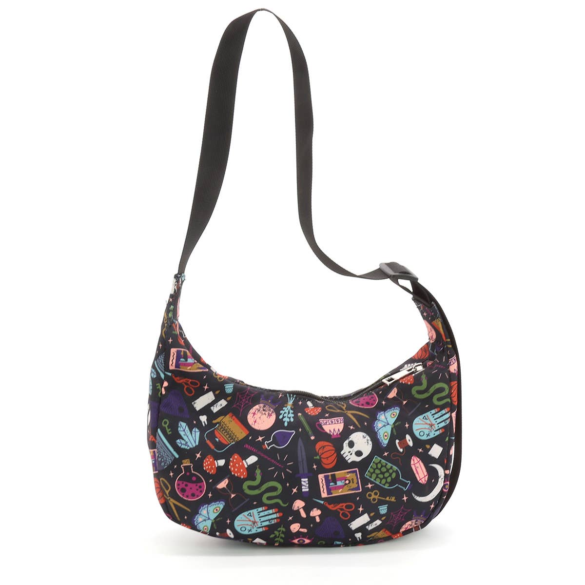 Magical Objects Shoulder Bag, Witchy Gothic Purse, Spooky Mystical Crossbody Vinyl Bag