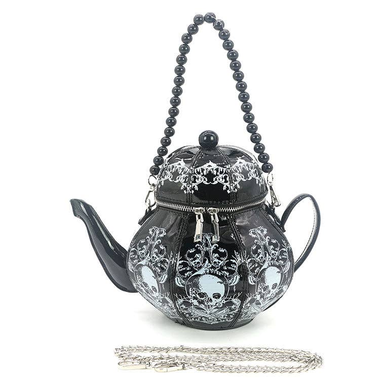 Goth Teapot Bag, Witchy Teapot Purse, Gothic Novelty Crossbody Bag, Dark Academia Statement Handbag