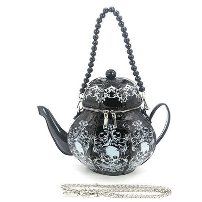 Goth Teapot Bag, Witchy Teapot Purse, Gothic Novelty Crossbody Bag, Dark Academia Statement Handbag