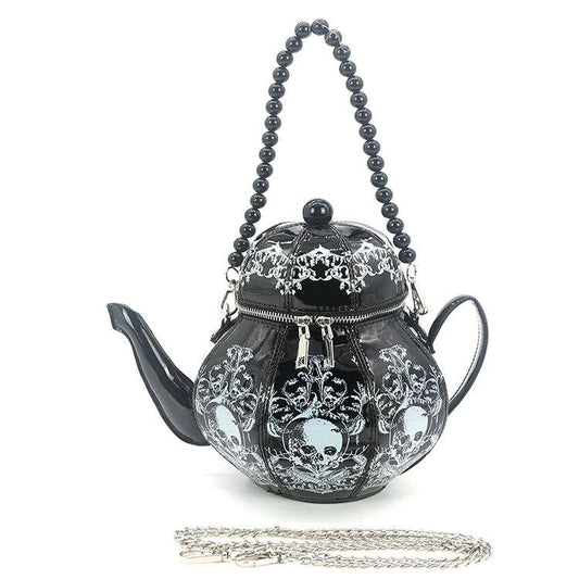 Goth Teapot Bag, Witchy Teapot Purse, Gothic Novelty Crossbody Bag, Dark Academia Statement Handbag