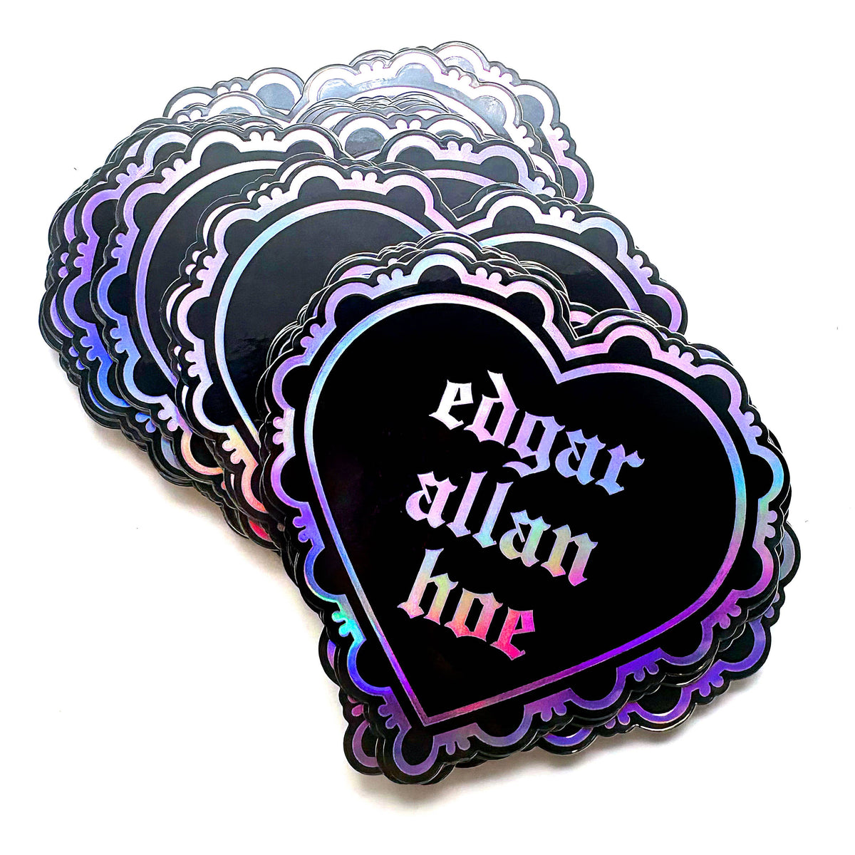 Edgar Allan Hoe Goth Heart Holographic Sticker (Krystan Saint Cat)