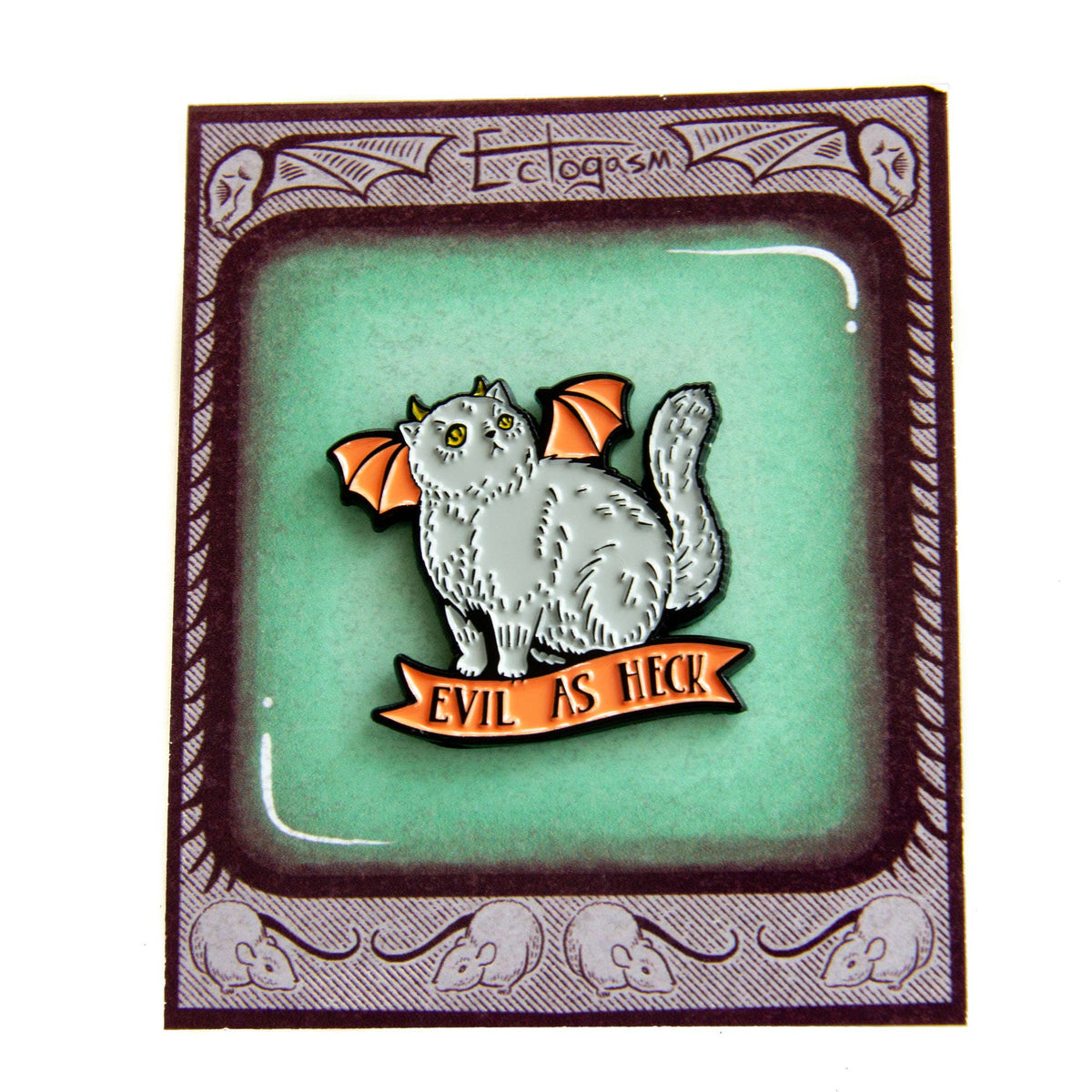 "Evil As Heck" Halloween Devil Cat Enamel Pin (Ectogasm)