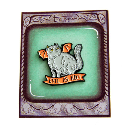 "Evil As Heck" Halloween Devil Cat Enamel Pin (Ectogasm)