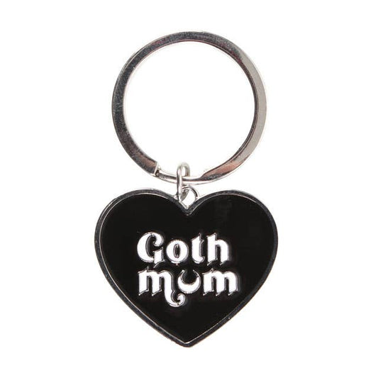 Goth Mum Mom Black Heart Keyring