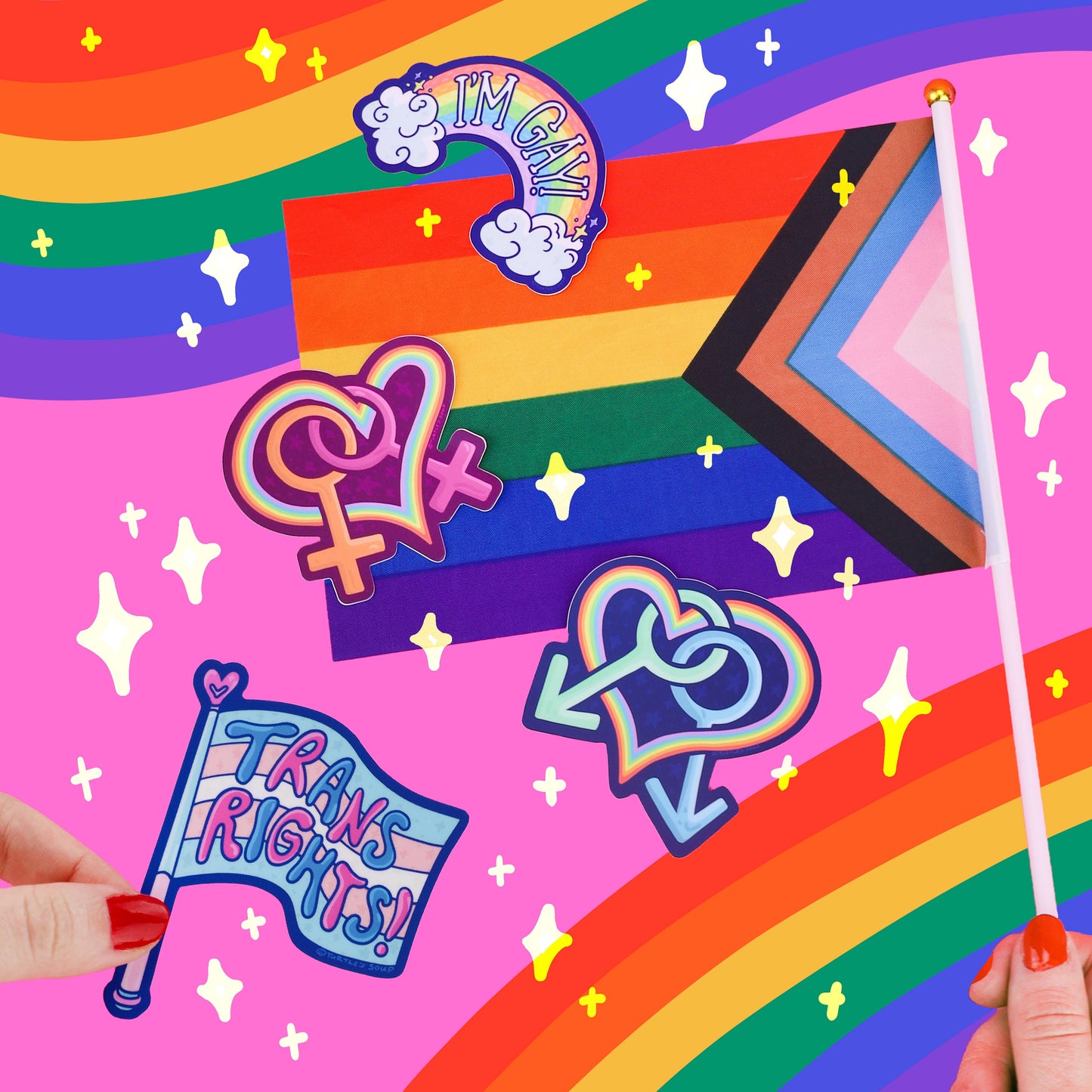 "Trans Rights!" Pride Flag Vinyl Sticker LGBTQIA LGBTQI LGBT LGBTQ+ (Turtle's Soup)