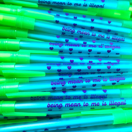 "Being Mean To Me Is Illegal" Ballpoint Pen (Krystan Saint Cat)