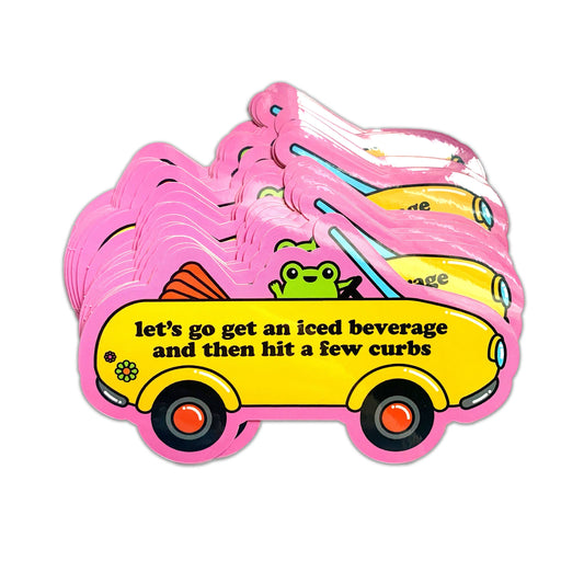 "Bad Driver" Sticker Frog Iced Beverage Hit The Curb Vinyl (Krystan Saint Cat)
