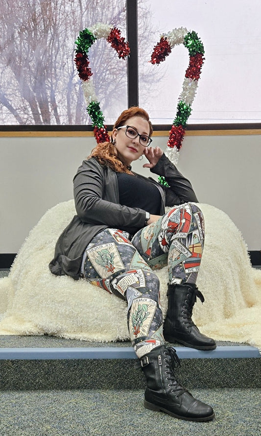 Christmas Tarot (Semi-Exclusive) - Witchy Witchmas Creepmas High-quality Handcrafted Vibrant Leggings