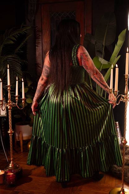 Cosette Maxi Dress in Horror Green Stripe