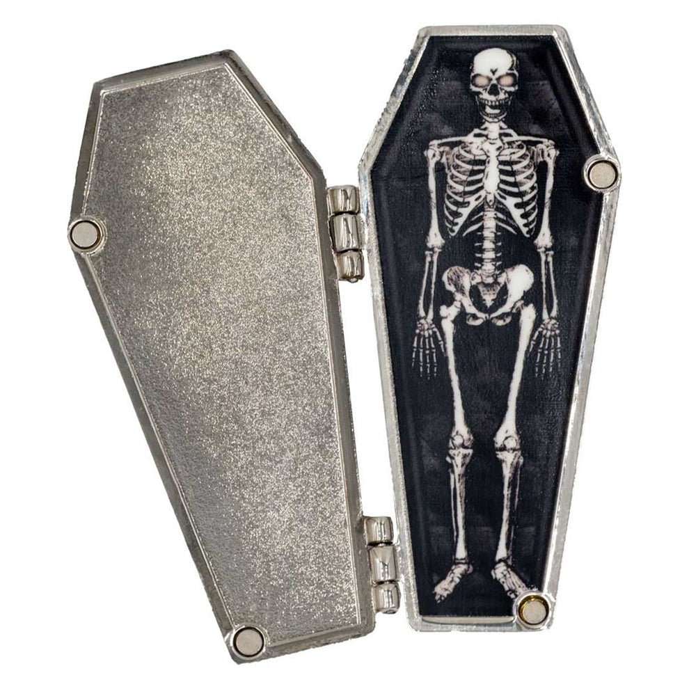 "Dead Inside" Open & Close Coffin Enamel Pin