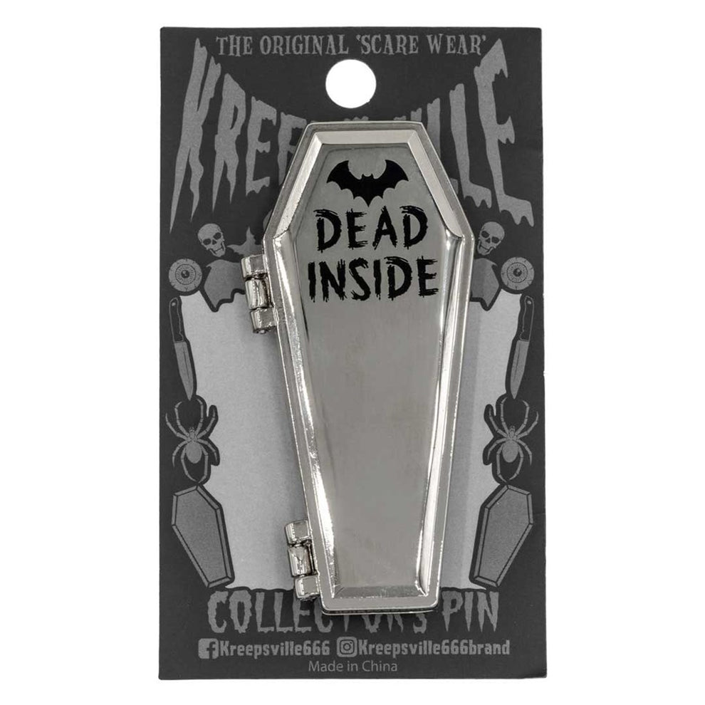 "Dead Inside" Open & Close Coffin Enamel Pin