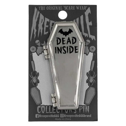 "Dead Inside" Open & Close Coffin Enamel Pin