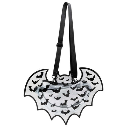 Bat Shaped Clear Vinyl Backpack Purse