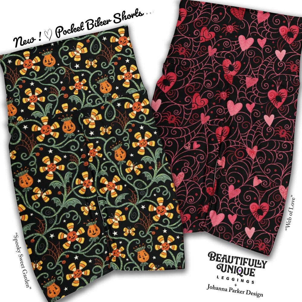 Web of Love (Johanna Parker Exclusive) Pocket Biker Shorts - High-quality Handcrafted Vibrant Bike Shorts