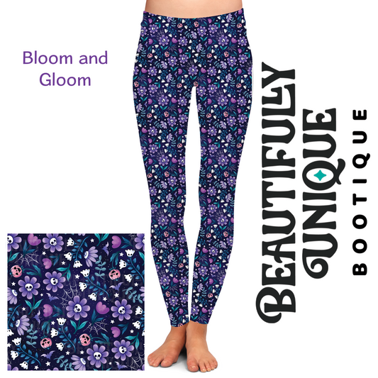 Pre-Order: Bloom and Gloom Semi-Exclusive Leggings - High-quality Handcrafted Vibrant Spring Spooky