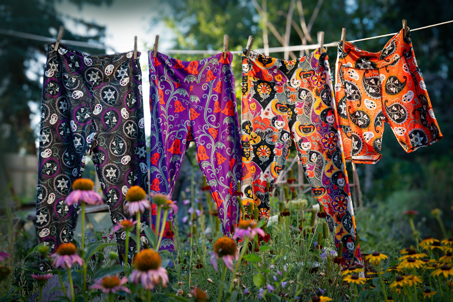 “Orange Paisley Gus Ghosts” Biker Shorts with Pockets (Limited Edition – Johanna Parker Exclusive)