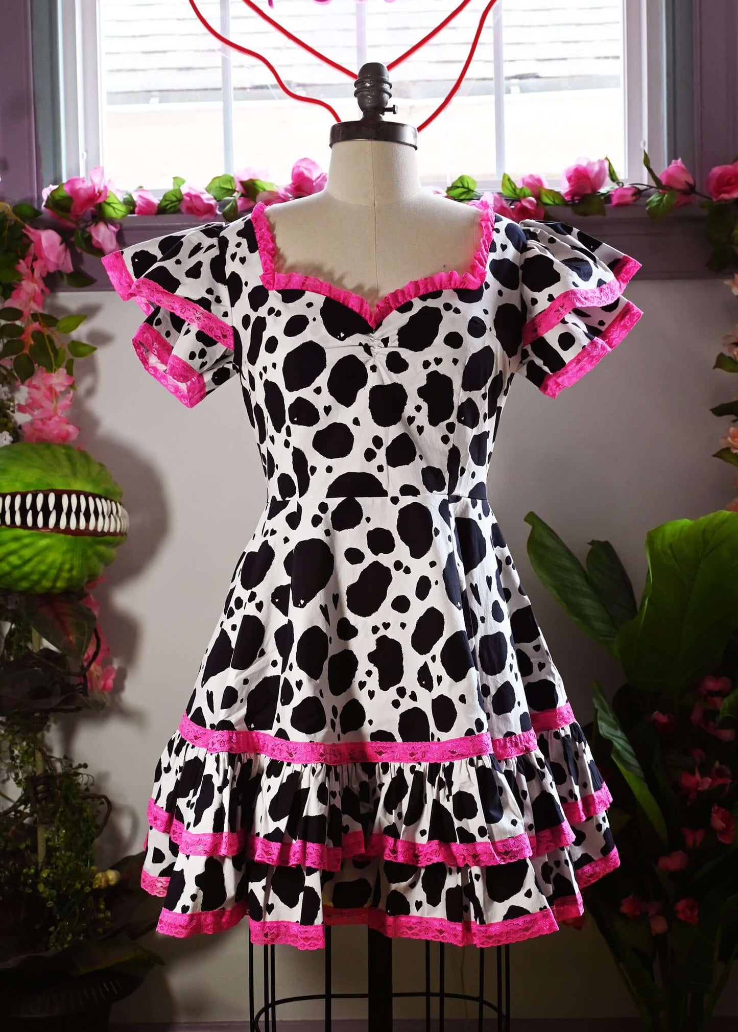 Adelaide Mini Swing dress in Bessie Moo print