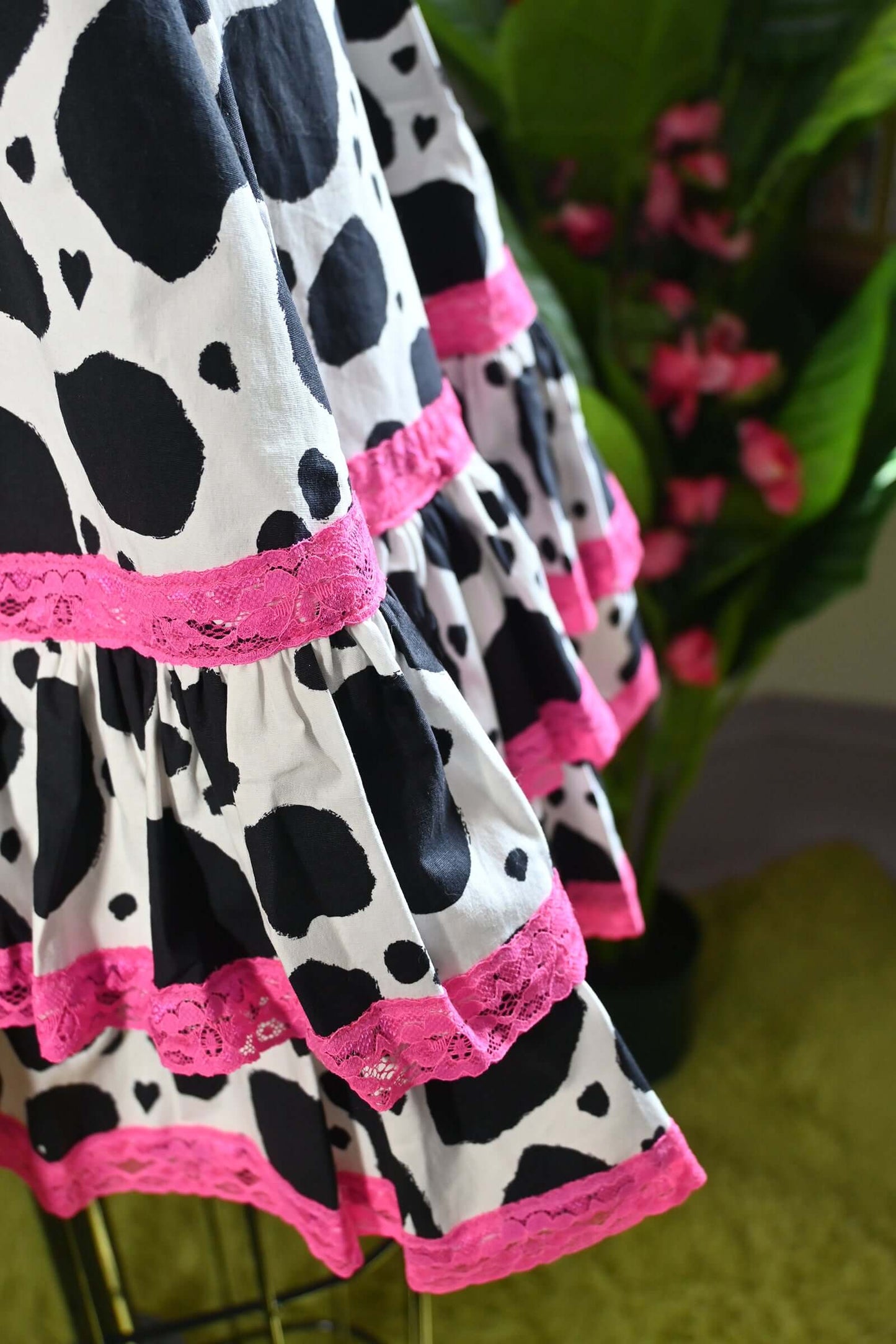 Adelaide Mini Swing dress in Bessie Moo print