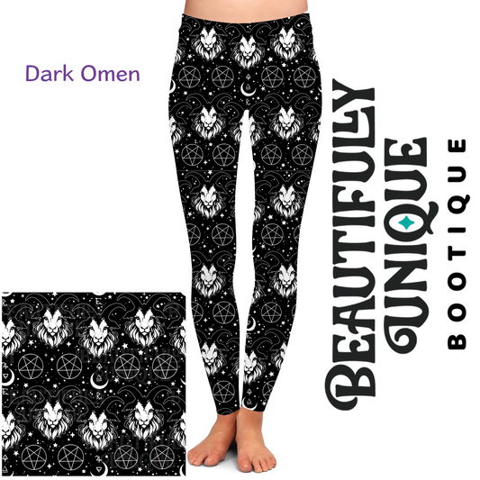PRE-ORDER: Dark Omen Leggings - High-quality Handcrafted Vibrant Satanic Witchy Black Phillip Goat 666