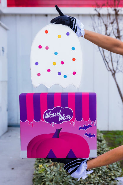 Circus Cookie Ghost Convertible Bag - White Vegan Leather Ghost Purse with Rainbow Sprinkles (Spooky Nostalgia Edition)