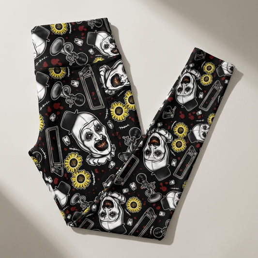 Sunny Art Semi-Exclusive Leggings with Side Pockets - High-quality Handcrafted Vibrant Horror Spooky