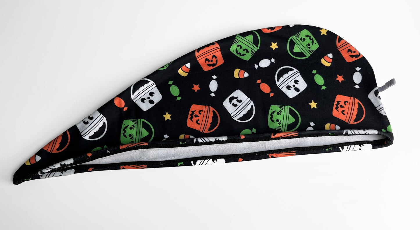 Leggings & Hair Wrap Towel Combo Boo Bucket Halloween Vintage - The Sketchy Pumpkin