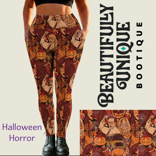 Pre-Order: Halloween Horror Exclusive Leggings with Side Pockets - High-quality Handcrafted Vibrant Horror Spooky