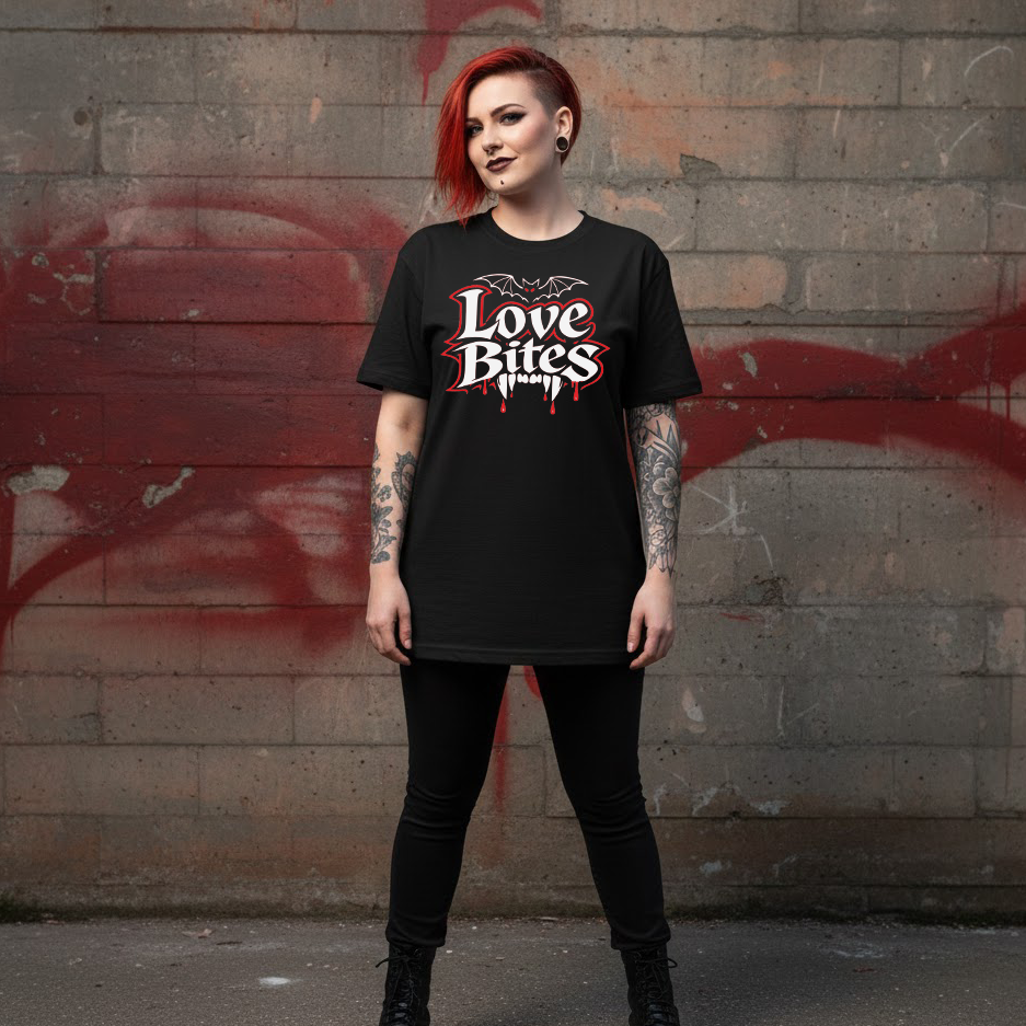 "Love Bites" Valloween Vampire Tee - Unisex Shirt Valoween Spooky