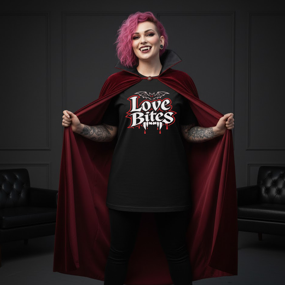 "Love Bites" Valloween Vampire Tee - Unisex Shirt Valoween Spooky