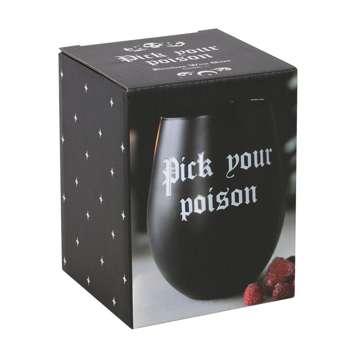 "Pick Your Poison" Stemless Wine Glass