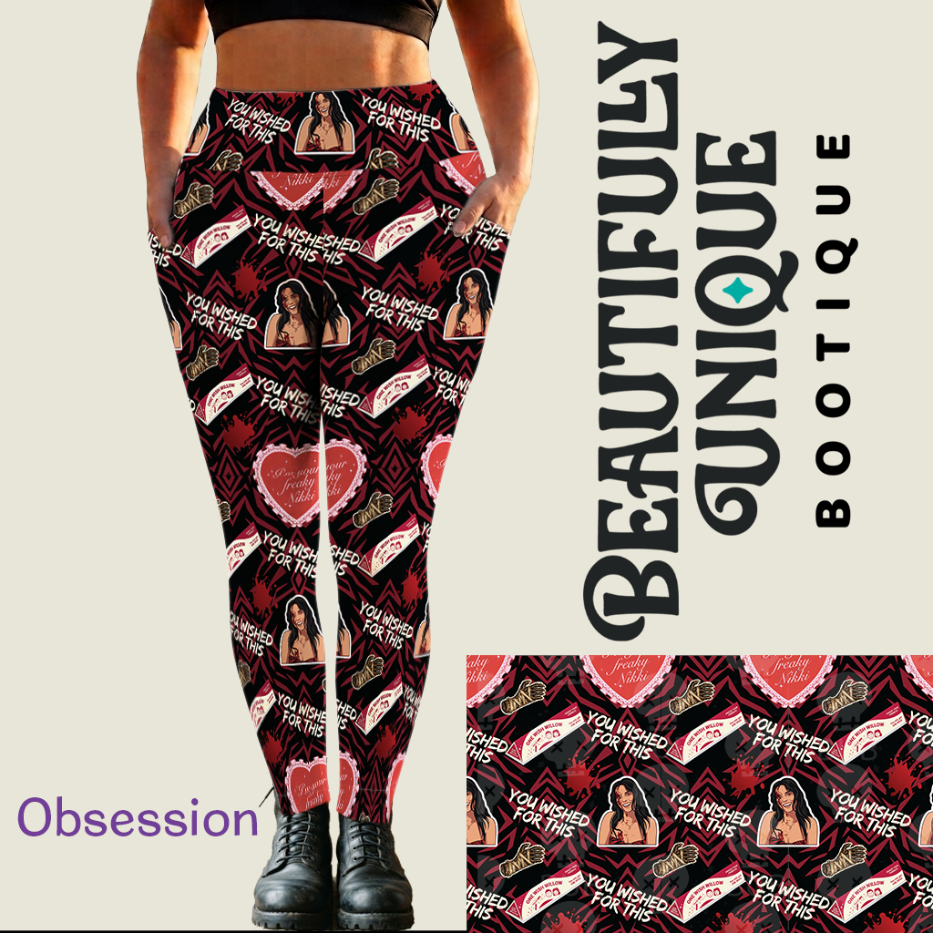 Pre-Order: Obsession Exclusive Leggings with Side Pockets - High-quality Handcrafted Vibrant Horror Spooky