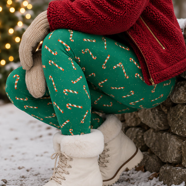 "Peppermint Twist" Buttery Soft Leggings by Lipstick & Chrome