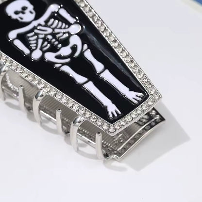 Metal Skeleton Rhinestone Coffin Horror Hairclaws Hair Accessories