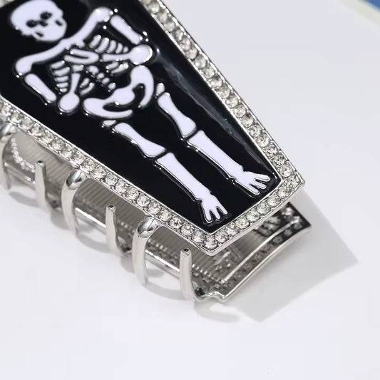 Metal Skeleton Rhinestone Coffin Horror Hairclaws Hair Accessories