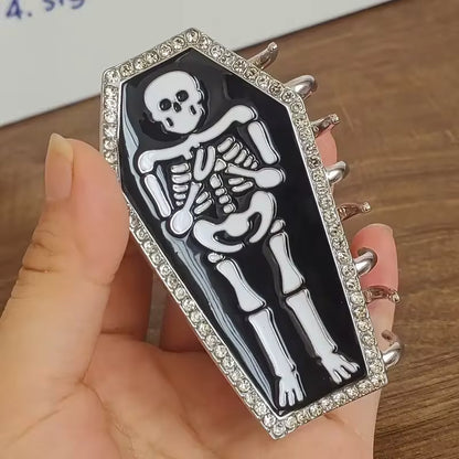 Metal Skeleton Rhinestone Coffin Horror Hairclaws Hair Accessories