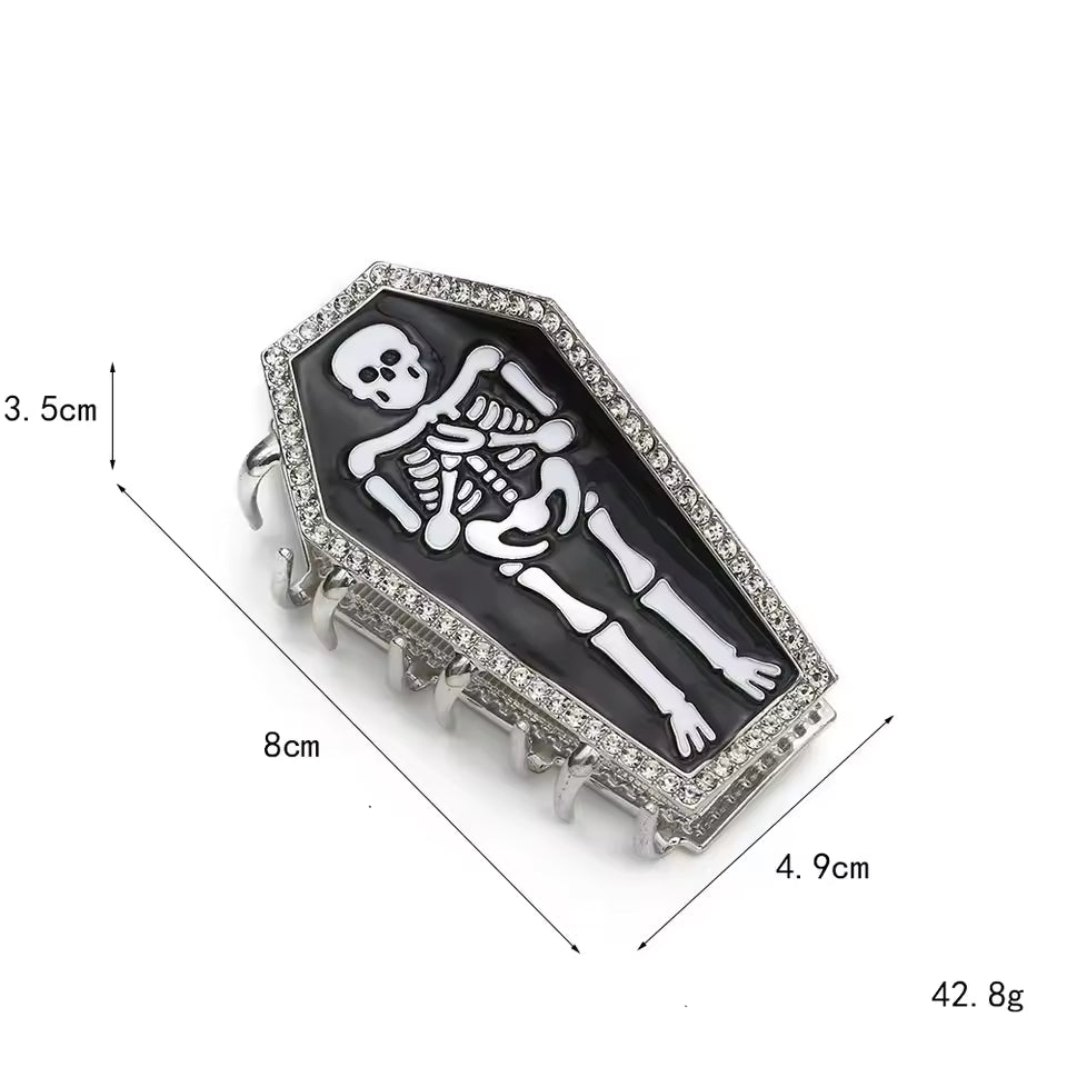 Metal Skeleton Rhinestone Coffin Horror Hairclaws Hair Accessories