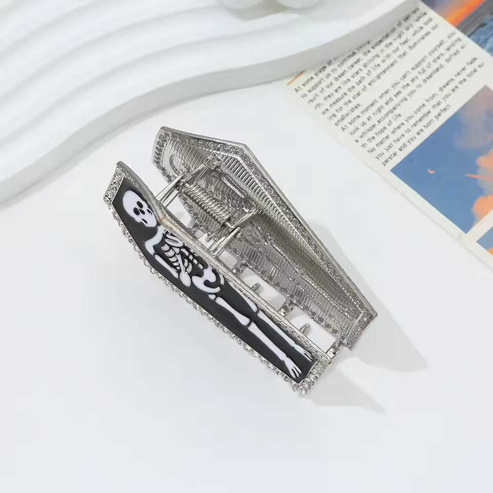Metal Skeleton Rhinestone Coffin Horror Hairclaws Hair Accessories