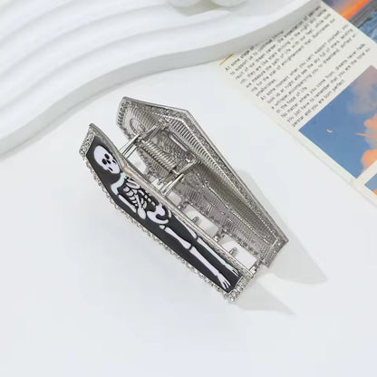 Metal Skeleton Rhinestone Coffin Horror Hairclaws Hair Accessories