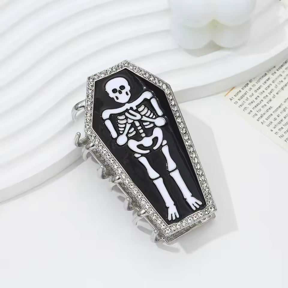 Metal Skeleton Rhinestone Coffin Horror Hairclaws Hair Accessories