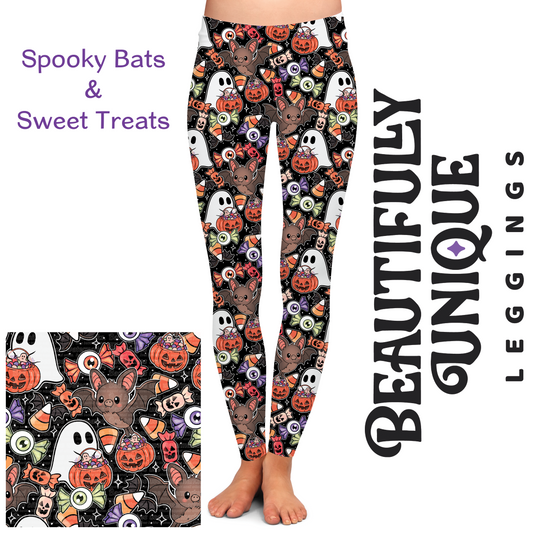 Spooky Bats & Spooky Treats Semi-Exclusive Leggings - High-quality Handcrafted Vibrant