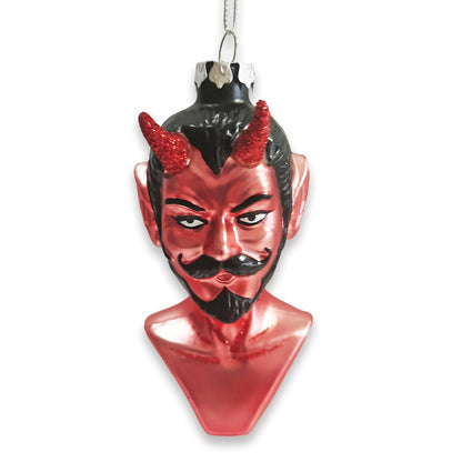 Devil Head Glass Christmas Ornament, Halloween Horror Tree Decoration