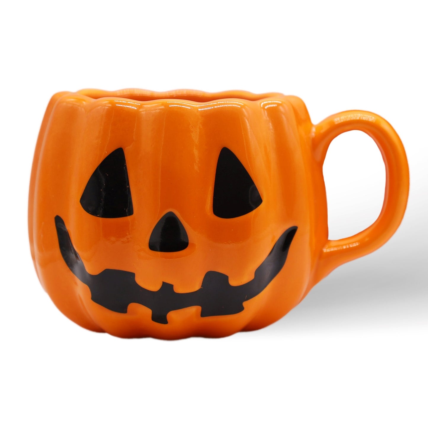 Classic Jack O' Lantern Ceramic 4" Pumpkin Mug, Halloween Drinkware and Spooky Fall Decor